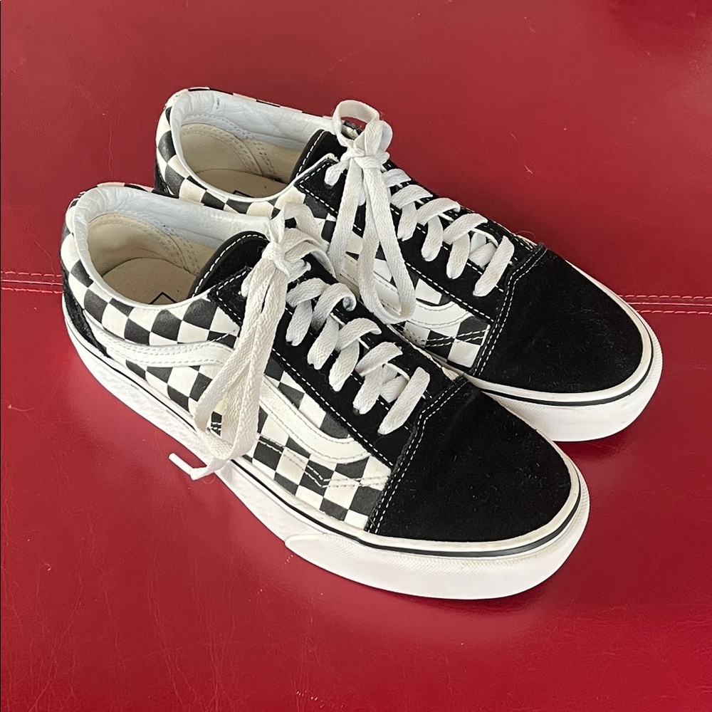 Vans old skool Checkered Platform Black White Sneakers Women Size 7.5 - Picture 5 of 10